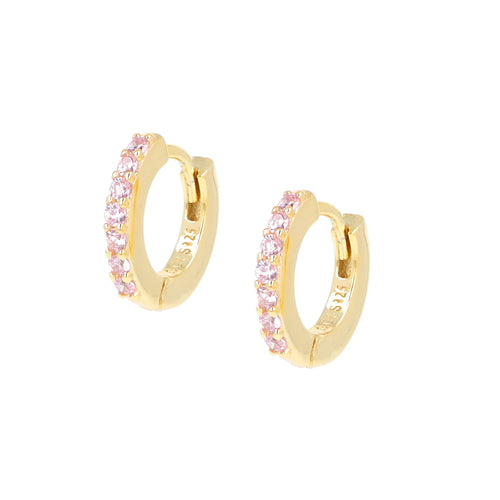 Orecchini Cerchio Amen in argento 925 dorato con zirconi rosa ET1GRO