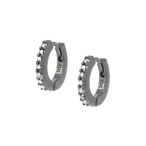 Orecchini Cerchio Amen in argento rutenio 925 con zirconi Bianchi ET1NB