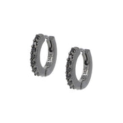 Orecchini Cerchio Amen in argento rutenio 925 con zirconi neri ET1NN