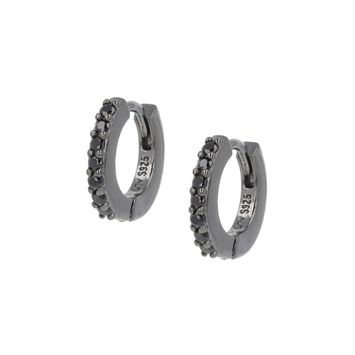 Orecchini Cerchio Amen in argento rutenio 925 con zirconi neri ET1NN