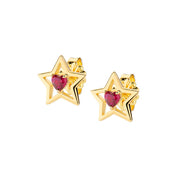Orecchini donna Amen in argento 925 dorato con stella e cuore in zircone rosso ESTHGRZ