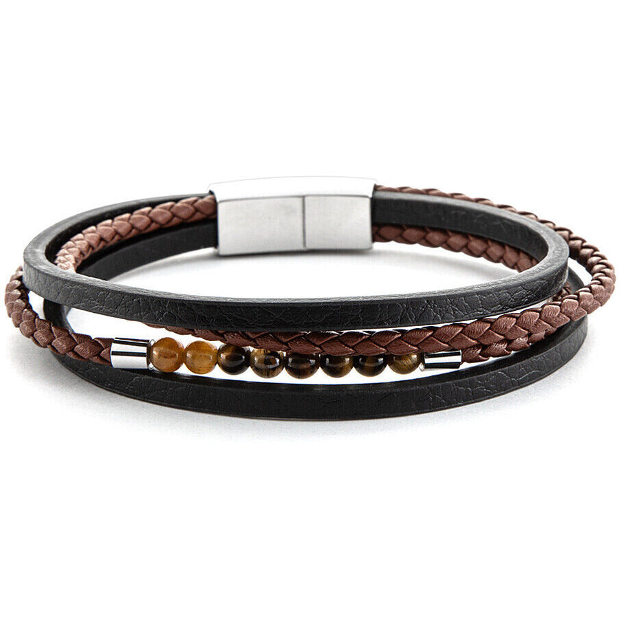Bracciale uomo 4US Cesare Paciotti in acciaio e pelle 4UBR6388