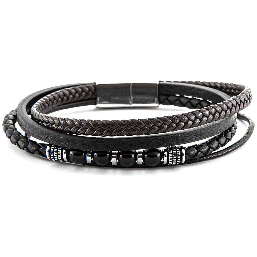 Bracciale uomo 4US Cesare Paciotti in acciaio e pelle 4UBR6389