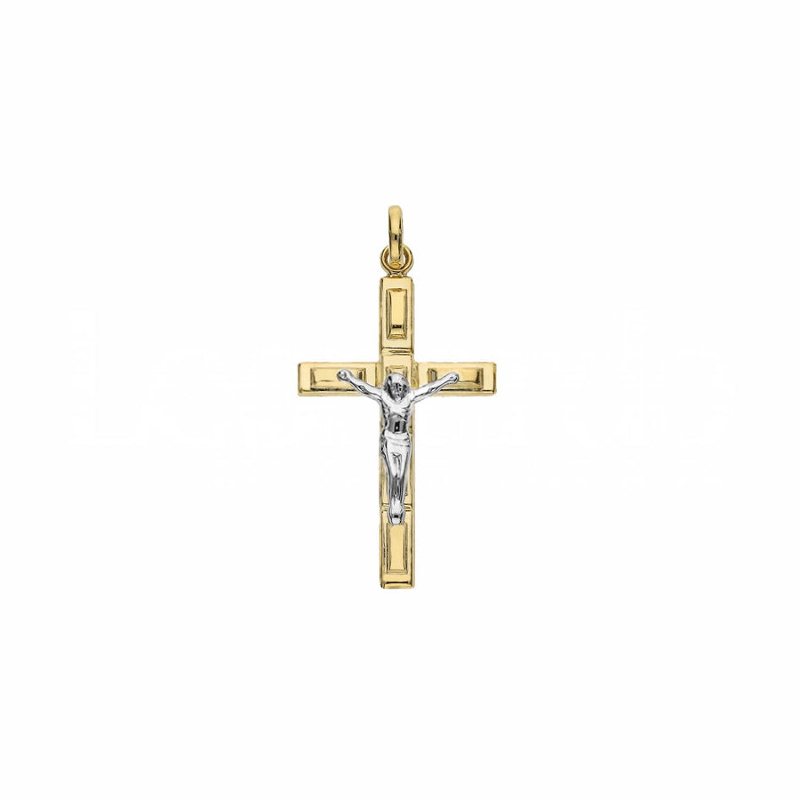 Ciondolo uomo in oro giallo e bianco 18 Kt Croce 11131-620-130