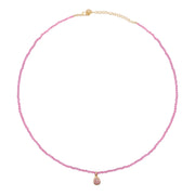 Girocollo Rue des Mille filo di zirconi rosa e pendant drop GRZ-014M2AU
