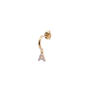 Orecchini donna Rue des Mille mono cerchietto lettera con zirconi ORZ-011 CERC INIZ AU
