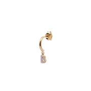 Orecchini donna Rue des Mille mono cerchietto lettera con zirconi ORZ-011 CERC INIZ AU