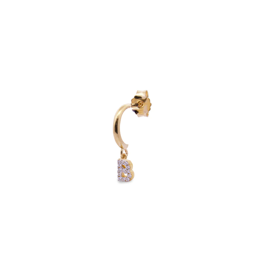 Orecchini donna Rue des Mille mono cerchietto lettera con zirconi ORZ-011 CERC INIZ AU