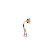 Orecchini donna Rue des Mille mono cerchietto lettera con zirconi ORZ-011 CERC INIZ AU
