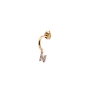 Orecchini donna Rue des Mille mono cerchietto lettera con zirconi ORZ-011 CERC INIZ AU