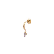 Orecchini donna Rue des Mille mono cerchietto lettera con zirconi ORZ-011 CERC INIZ AU