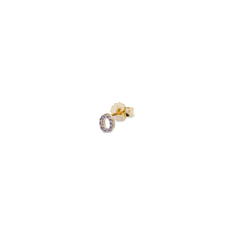 Orecchini donna Rue des Mille mono lobo iniziale con zirconi ORZ-011 LOB INIZ AU