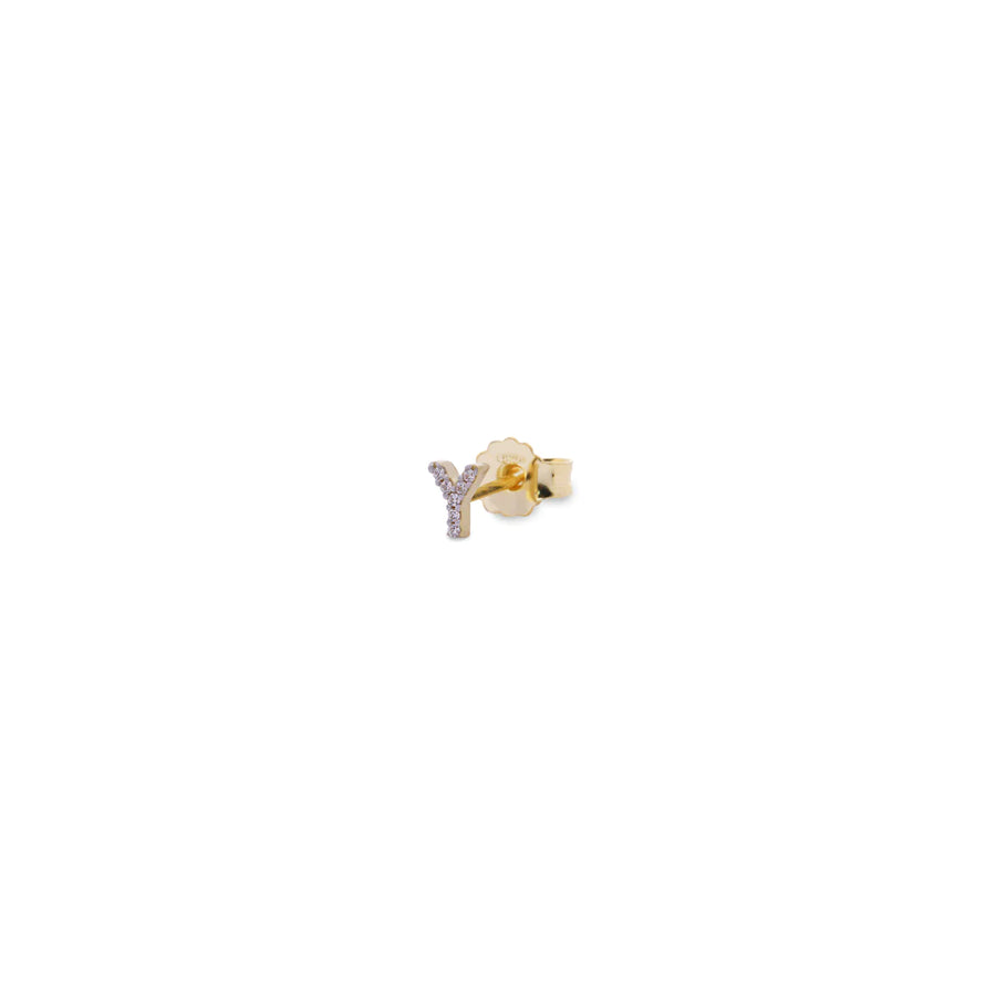 Orecchini donna Rue des Mille mono lobo iniziale con zirconi ORZ-011 LOB INIZ AU