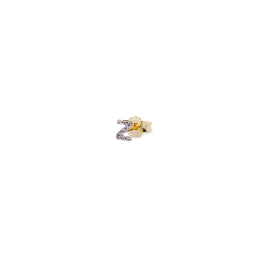 Orecchini donna Rue des Mille mono lobo iniziale con zirconi ORZ-011 LOB INIZ AU