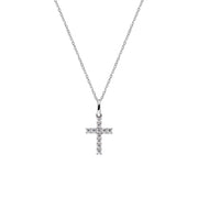 Collana Amen Rodio Croce e Zirconi Bianchi CRBB03