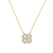 Collana Amen donna in argento con quadrifoglio dorato CLQCLGBZ