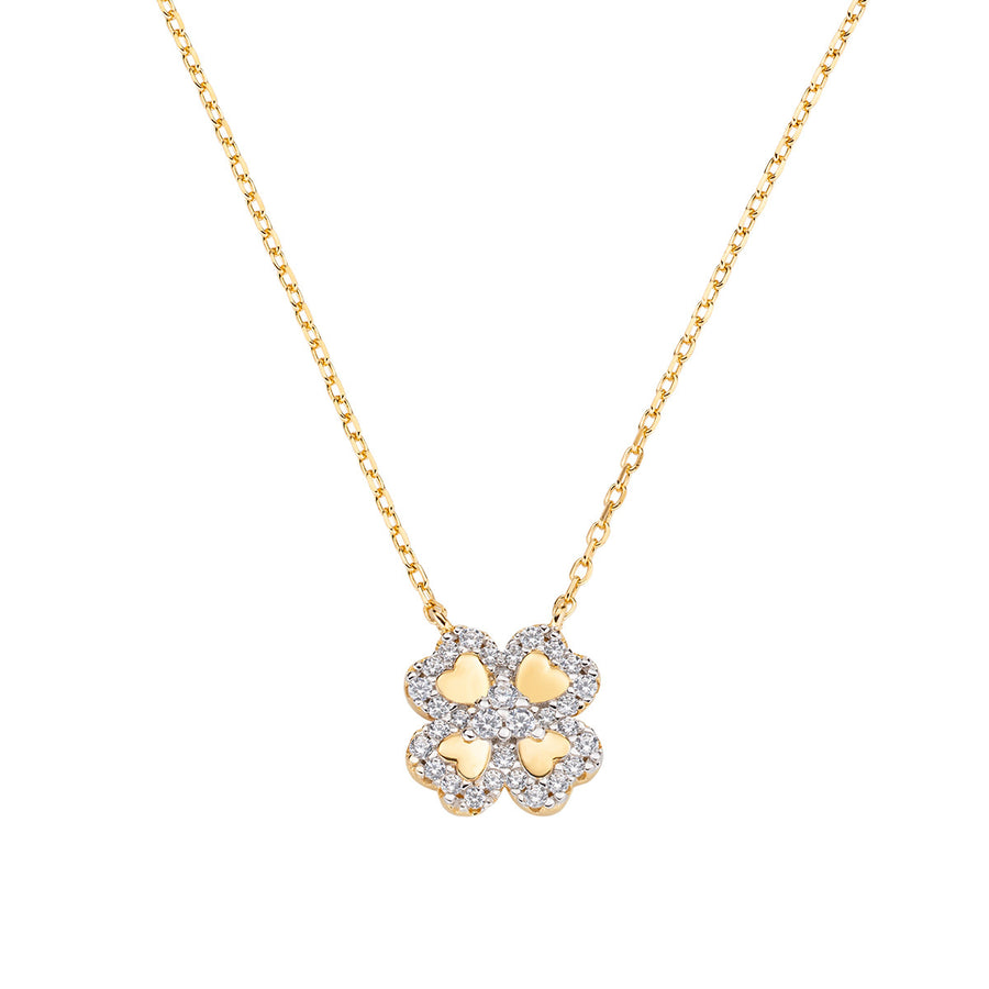 Collana Amen donna in argento con quadrifoglio dorato CLQCLGBZ
