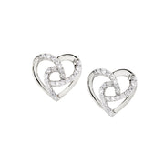 Orecchini Amen in argento con cuore con zirconi EHHBBZ