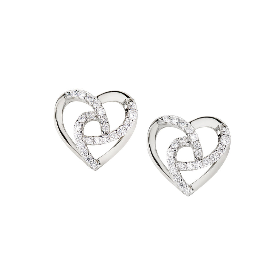Orecchini Amen in argento con cuore con zirconi EHHBBZ