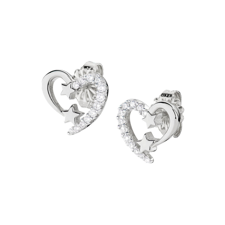 Orecchini Amen donna in argento con cuore con zirconi EHSBBZ